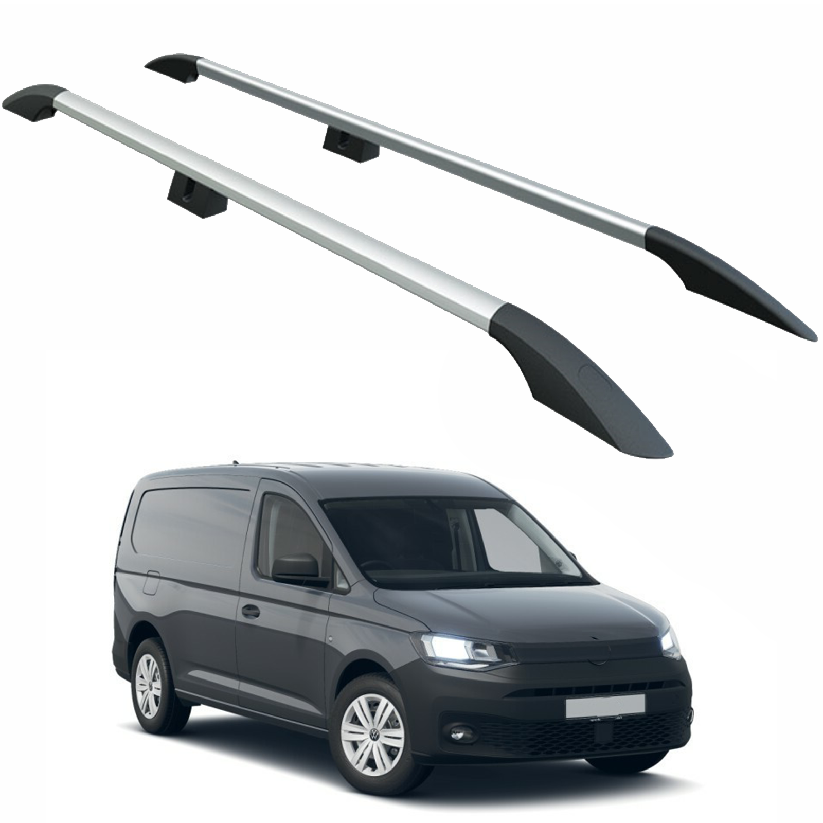 For Volkswagen Caddy V 2020-2025 Roof Side Rails, Plus Silver For Volkswagen Caddy V 2020-2025 Roof Side Rails, Plus Silver